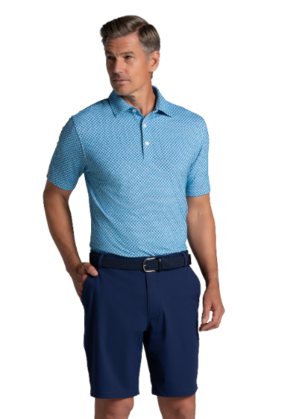 Square Spiral Print Short Sleeve Polo – 94169 (Modern Fit)